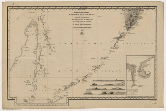 Русская карта 1852 года. Сахалин указан как полуостров