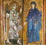 Благовещение. Мозаика на алтарных столбах, XI век