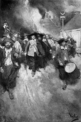 Сожжение Джеймстауна Говард Пайл, ок. 1905 г.