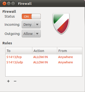 Скриншот программы Gufw (GUI for Uncomplicated Firewall)