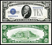 $10 Silver Certificate, Series 1933, Fr.1700, depicting Alexander Hamilton