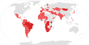 Карта партий-членов Социалистического интернационала