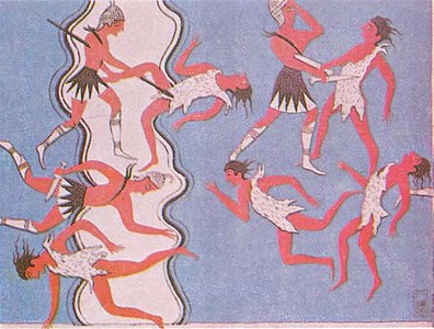 Сцена битвы на фреске из Дворца Нестора, Пилос XIII в. до н. э.