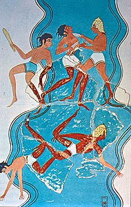 Сцена битвы на фреске из Дворца Нестора, Пилос