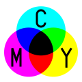 В цветовой модели CMYK, используемой при печати документов, для получения чёрного смешиваются циан, маджента и жёлтый; на практике, к этим цветам добавляют ещё немного чёрной краски.