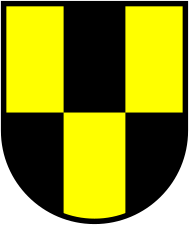 Традиционно немецкое деление щита «geschindelt» — в шахматную клетку, вытянутую по вертикали