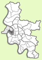 Расположение Оберкасселя на карте Дюссельдорфа