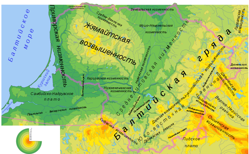 Топографическая карта Литвы