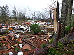 EF4 damage example -- House is completely leveled, with only rubble remaining on the foundation