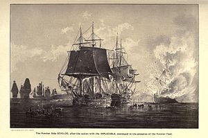 «Всеволод» после нападения двух британских линкоров при Палдиски 26 августа 1808 года