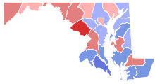 Карта округа Мэриленд, показывающая, какие кандидаты на выборах 1966 года победили в каком округе