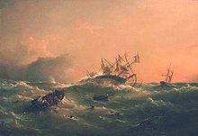 «Гибель „Орфея“». Ричард Бриджес Бичи. Картина написана в сентябре 1863 г., спустя семь месяцев после кораблекрушения.