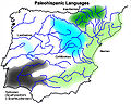 Палеоиспанские языки согласно надписям (кроме аквитанского — согласно антропонимам и теонимам, использованным в латинских надписях)