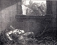 «Смерть Рагнара Лодброка» гравюра Хуго Гамильтона, 1830 год