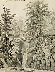 Вид Испанского моста близ Котре. Рисунок Гортензии Богарне, 1807
