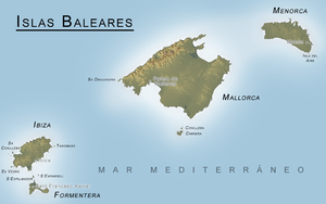 Карта Балеарских островов, Менорка на востоке