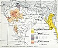 Процент буддистов, сикхов и джайнов по состоянию на 1909 г.