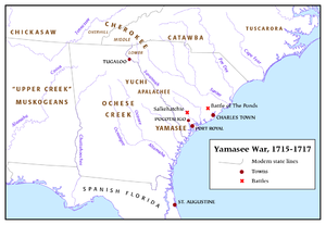 Карта района сражений Ямасийской войны