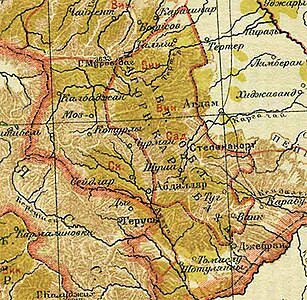 НКАО на карте Азербайджанской ССР из БСЭ. Т. 1, 1926 г.