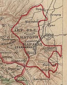 НКАО на карте Армянской ССР и сопредельных территорий из БСЭ. Т. 3, 1926 г.