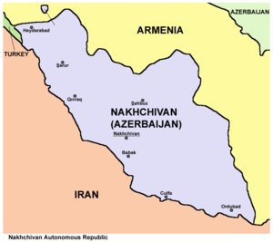 Нахичеванская Автономная Республика на карте