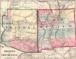 Карта территорий Аризона и Нью-Мексико