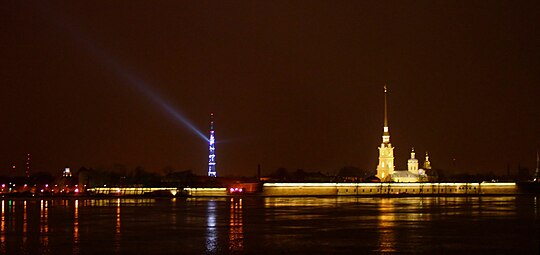 Телебашня с подсветкой и прожектором, 2009 год