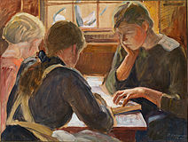 Дети за чтением, 1916