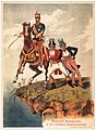 Русский плакат начала русско-японской войны, 1904. Японский император и его лукавые доброжелатели (Джон Буль и Дядя Сэм)