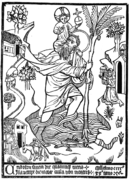 Святой Христофор. 1423. Германия. Обрезная гравюра на дереве