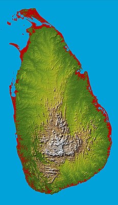 Топографическая карта Шри-Ланки