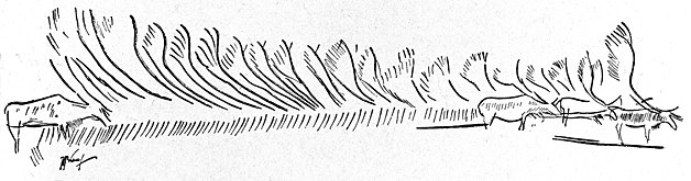Стадо оленей. Резьба по кости, грот Тейжа, Франция[Комм. 13]