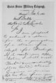 США: Военный телеграф Соединённых Штатов, телеграмма Аврааму Линкольну (1861)
