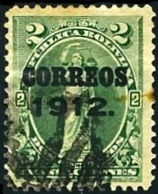 Надпечатка «Correos 1912.» («Почта. 1912») на фискальной марке в 2 сентаво