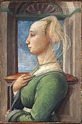 Портрет молодой женщины. Ок. 1445. Дерево, темпера. Картинная галерея, Берлин
