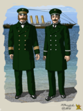 Слева — капитан, справа — младший механик (1881).
