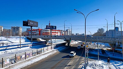 Путепровод над ул. Восточной – граница перехода в ул. Советскую (слева)