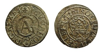 Билонный эльбингский солид 1630 г. Густава II Адольфа (1611-1632)