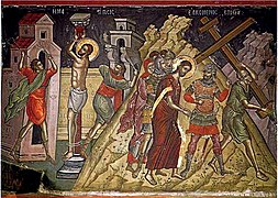 Икона Иисуса, идущего на Голгофу, XVI век, Феофан Критский (монастырь Ставроникита, Афон)