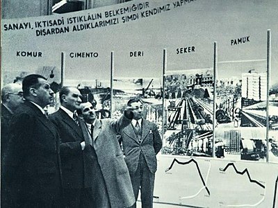 Ататюрк получает информацию о событиях в отечественной промышленности.