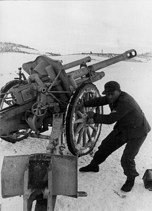 Немецкие артиллеристы ведут огонь по позициям югославских партизан, декабрь 1943