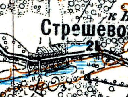 Деревня Стрешево на карте 1926 года