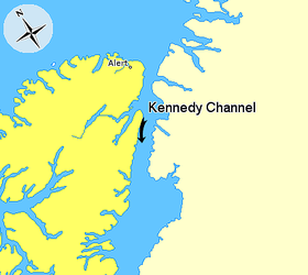 Пролив Кеннеди на карте: *      Остров Элсмир (Нунавут) *      Гренландия