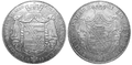 Реверсы саксонских союзных монет в 2 талера согласно Дрезденской (слева) и Венской (справа) монетным конвенциям
