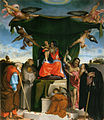 Ангелы над Девой Марией в запрестольном образе Лоренцо Лотто