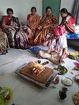 Домашняя Сатья-Нараяна-пуджа (в честь Вишну) в брахманской семье
