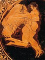 Зефир и Гиацинт; аттический краснофигурный кубок из Тарквинии, ок. 480 г. до н. э., Музей изящных искусств