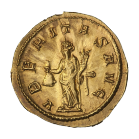 Ауреус Деция Траяна, ок. 249—251 гг., легенда — VBERITAS AVG[3]