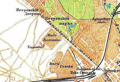 Петровский парк на карте Москвы 1895 года