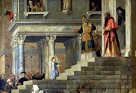 Введение во храм Пресвятой Богородицы (Тициан, 1534—1538, фрагмент)